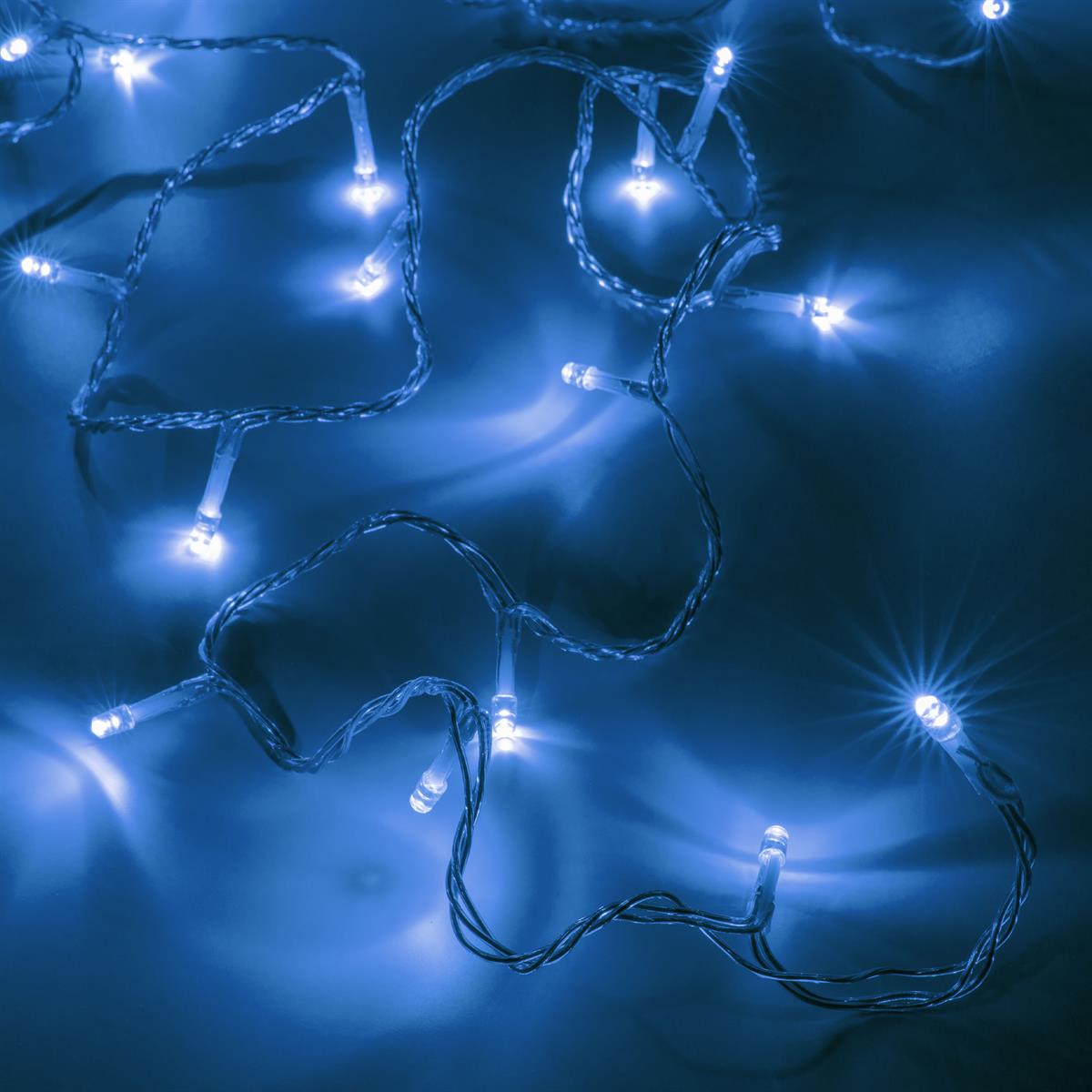 Vánoční řetěz 100 LED modrá venkovní / vnitřní s časovačem